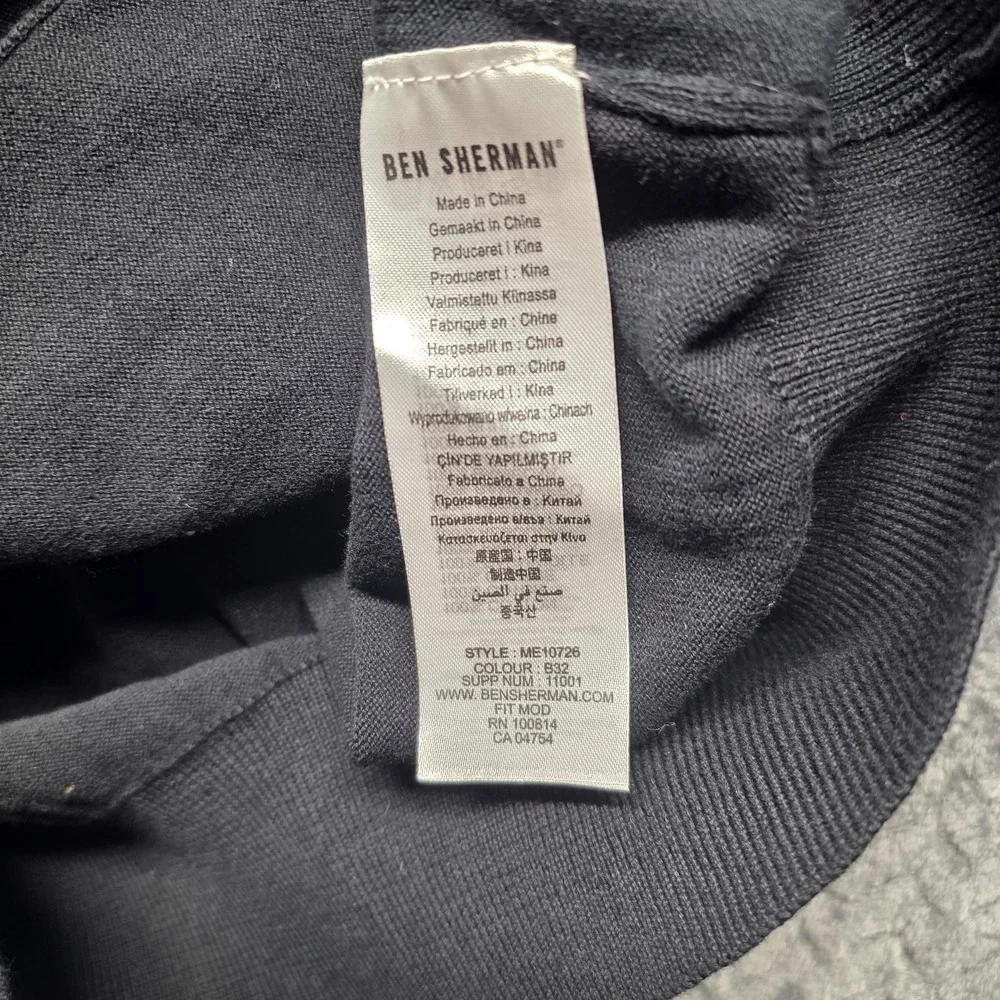 Ben‎ Sherman Men’s Track Jacket XL Mod Fit Full Zip Black Cotton ME10726 NEW